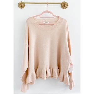 A Beautiful Soul Cream Pink Ruffle Peplum Sweater